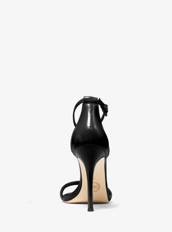 Damske Sandále Michael Kors Antonia Patent Leather Čierne - Topanky Michael Kors Vypredaj | NGWXS-0749